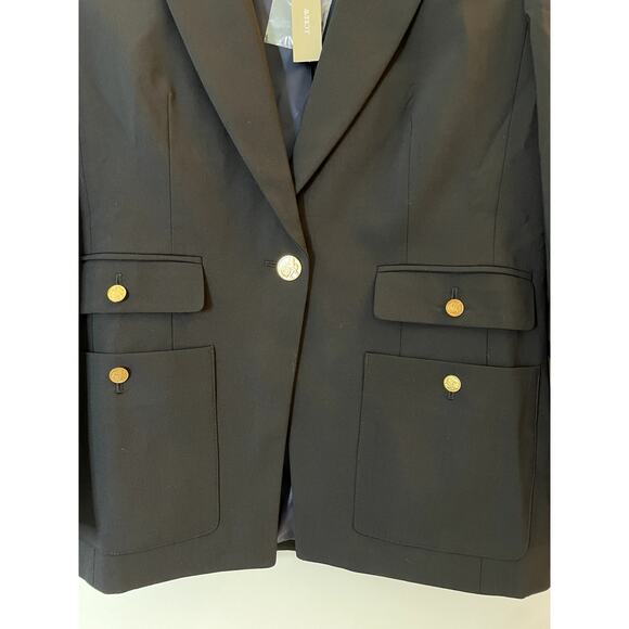 J.Crew Vivienne Blazer Italian Bi Stretch Merino Wool Blend Office CC421 Black 6 - Picture 4 of 16